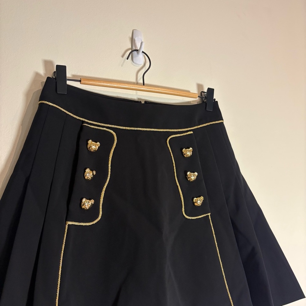 MOSCHINO Couture Black Rope-Detail A-Line Skirt Gold Detail Size US 6 - Picture 6 of 10